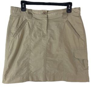 Lands End Tan Khaki Utility Cargo Skort Summer Vacation Beach Resort Wear Size 8